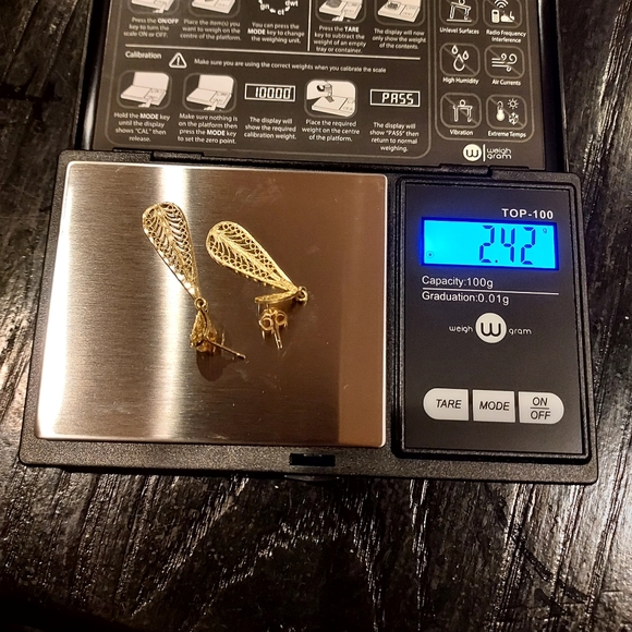 ✨️Stunning✨️ 14k Gold Vintage Filigree Teardrop Earrings - Picture 4 of 4